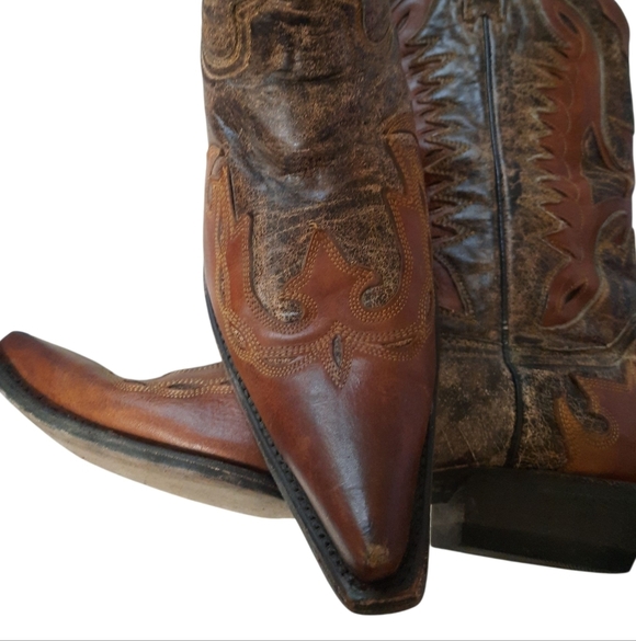 Stetson Distressed Brown Leather Cowboy Boots Size 11 D - Picture 10 of 14